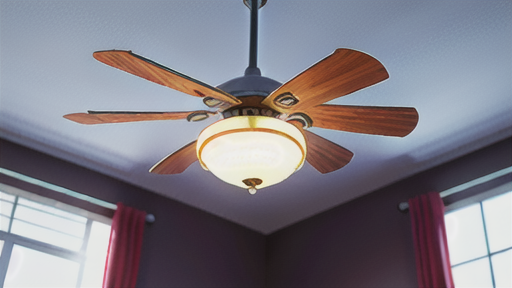 勾配天井のシーリングファンとライトの取り付けポイント