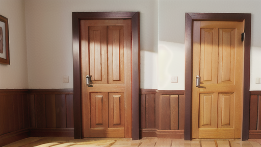 木製と金属製の無地フラッシュ戸